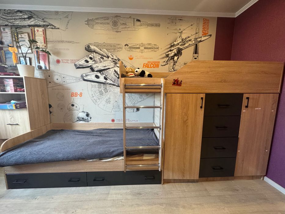 Дитяче ліжко-чердак з шафою