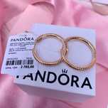 Сережки Pandora Пандора/ Серьги Pandora оригінал/ нові позолота кільця