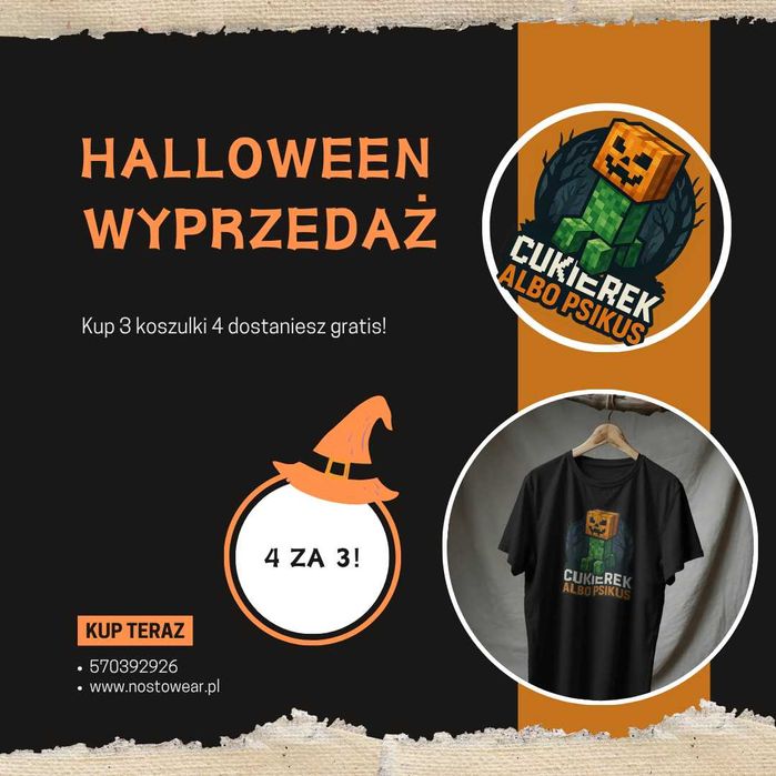 Koszulki Halloween 2025 – unikalne nadruki, 4 koszulki w cenie 3