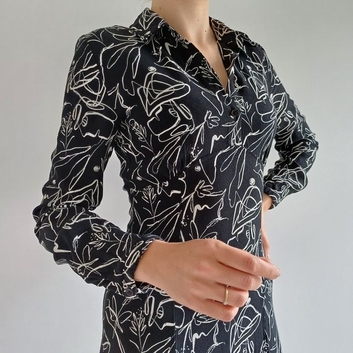 Sukienka szmizjerka Zara koszulowa czarna midi