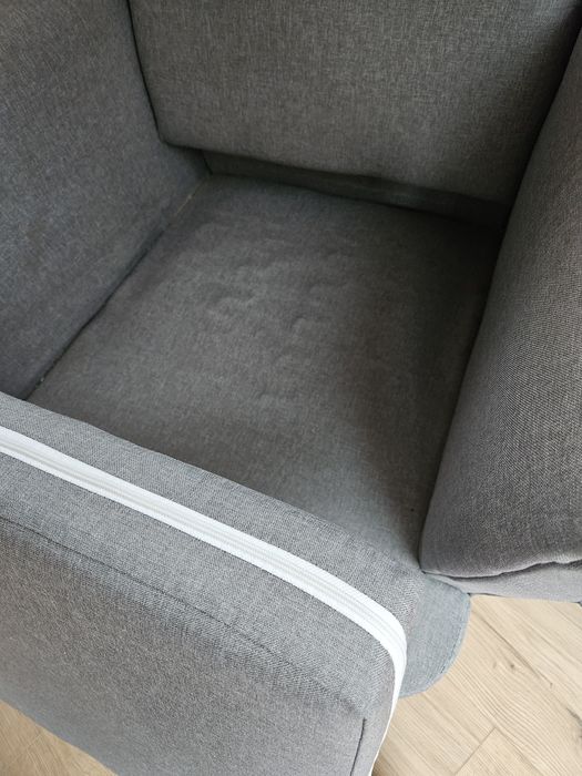 Fotel uszak z podnóżkiem szary, do karmienia