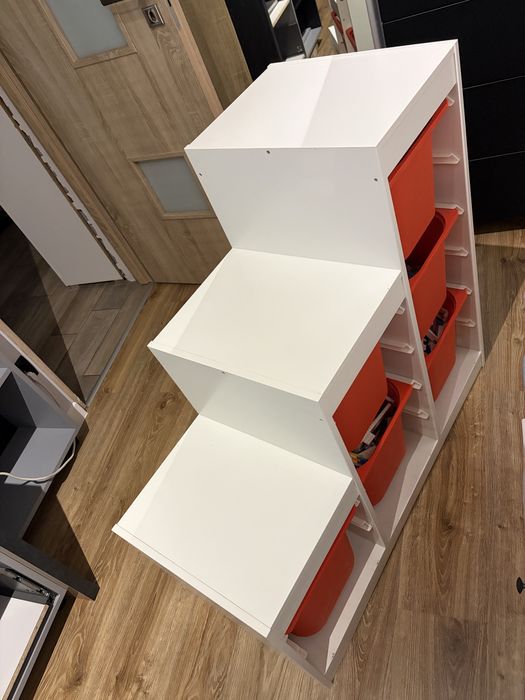 Regał IKEA trofast pojemnikami, biały/szary, 99x44x94 cm