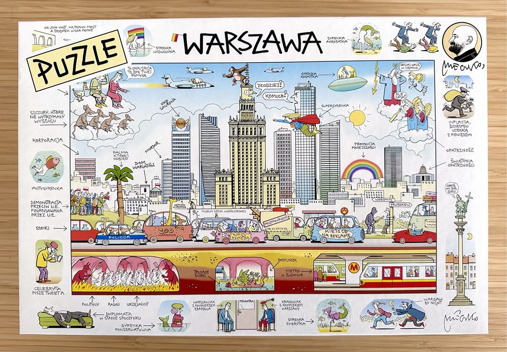 Puzzle Warszawa, rys. Andrzej Mleczko, 1000 el.