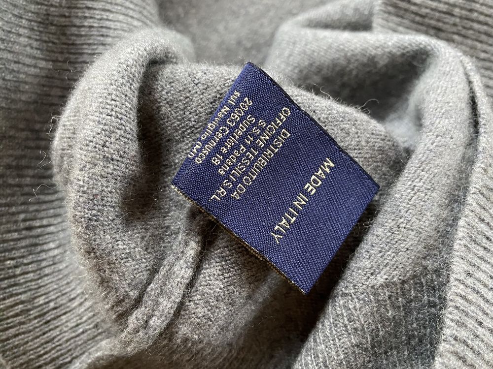 Sweter kaszmirowy kaszmir wełna włoski męski szary zimowy M