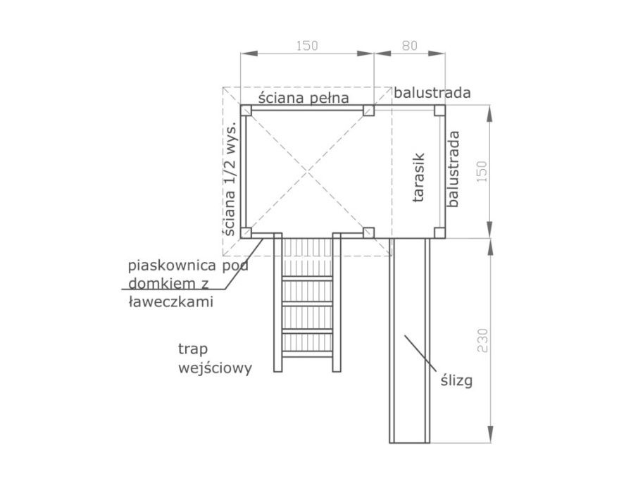 Plac Zabaw Drewniany Domek Dla Dzieci Zjeżdżalnia Piaskownica