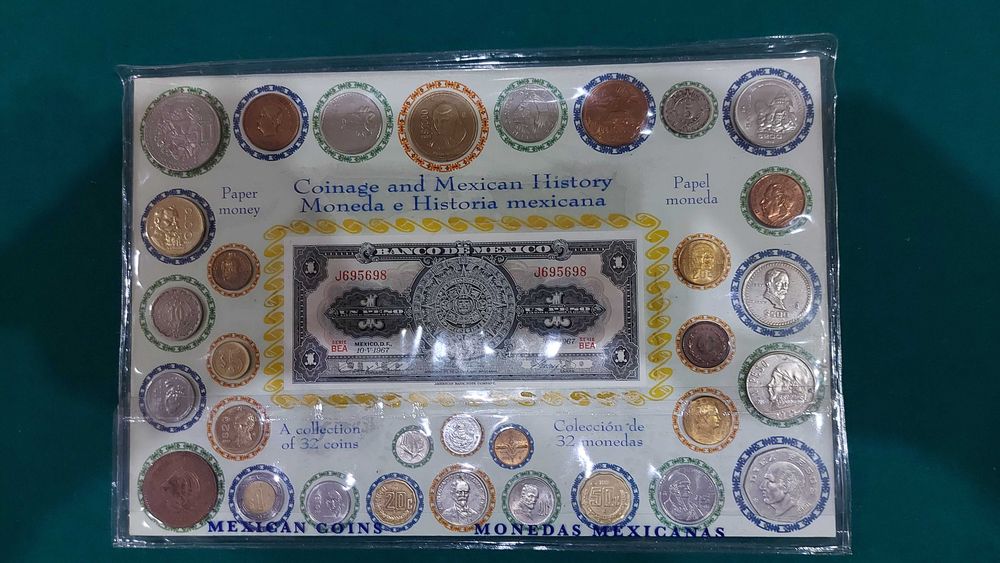 Coleção de Moedas e Nota do México — (32 moedas + 1 nota)