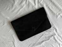 ASOS czarna zamszowa torebka elegancka kopertówka