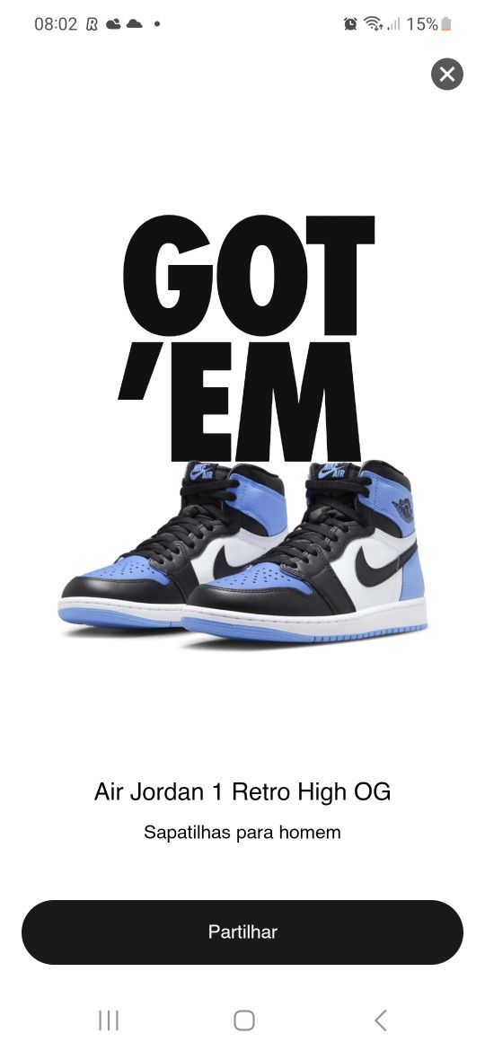 Jordan 1 High retro OG UNC Toe