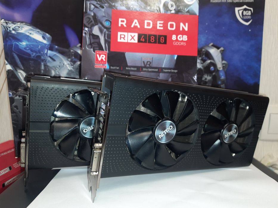 Видеокарта б\у SAPPHIRE RX480 8GB холодные отличное состояние