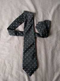 Nowy Jedwabny Czarny Krawat Tie Zara z Dyskretnym Deseniem Wzór