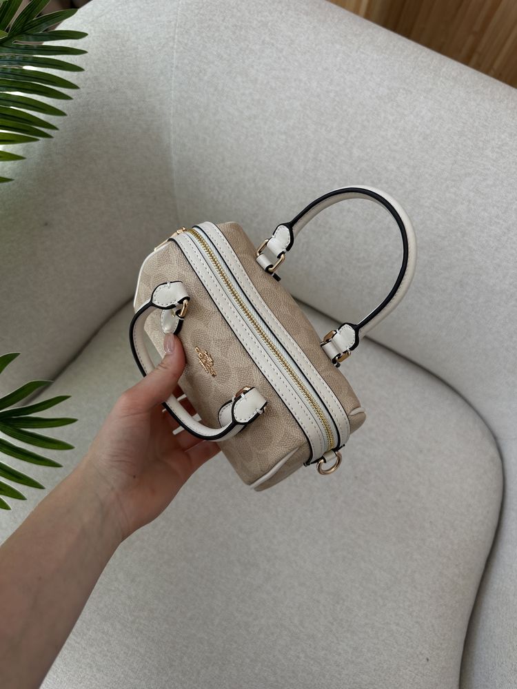 Сумка Coach Rowan Satchel In Signature Canvas Beige/Ginger