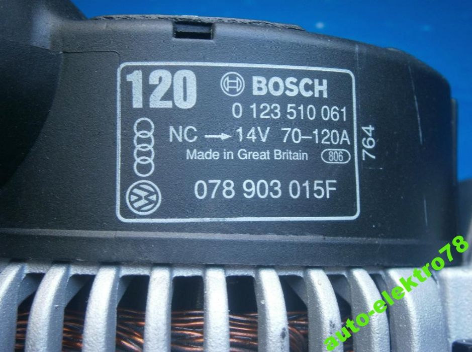 Alternator VW Passat 2.8 V6 AUDI 100 A4 A6 2.4 2.6 2.8 - Bosch 120A