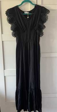 Czarna dluga bawelniana sukienka