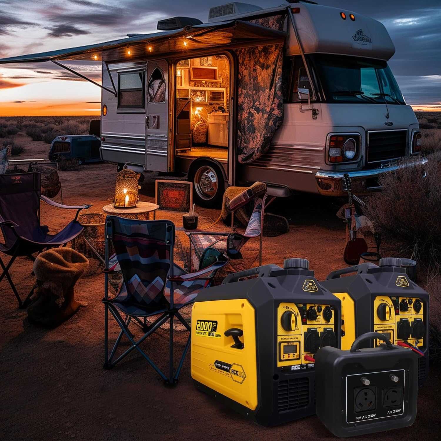 Gerador a gasolina 2000W 230 V AC 12 V DC