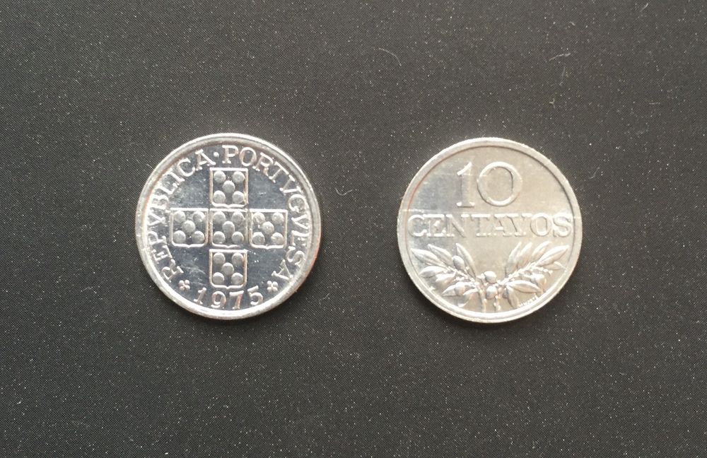 Moedas Portugal 10 centavos em alumínio anos 1971 a 1978