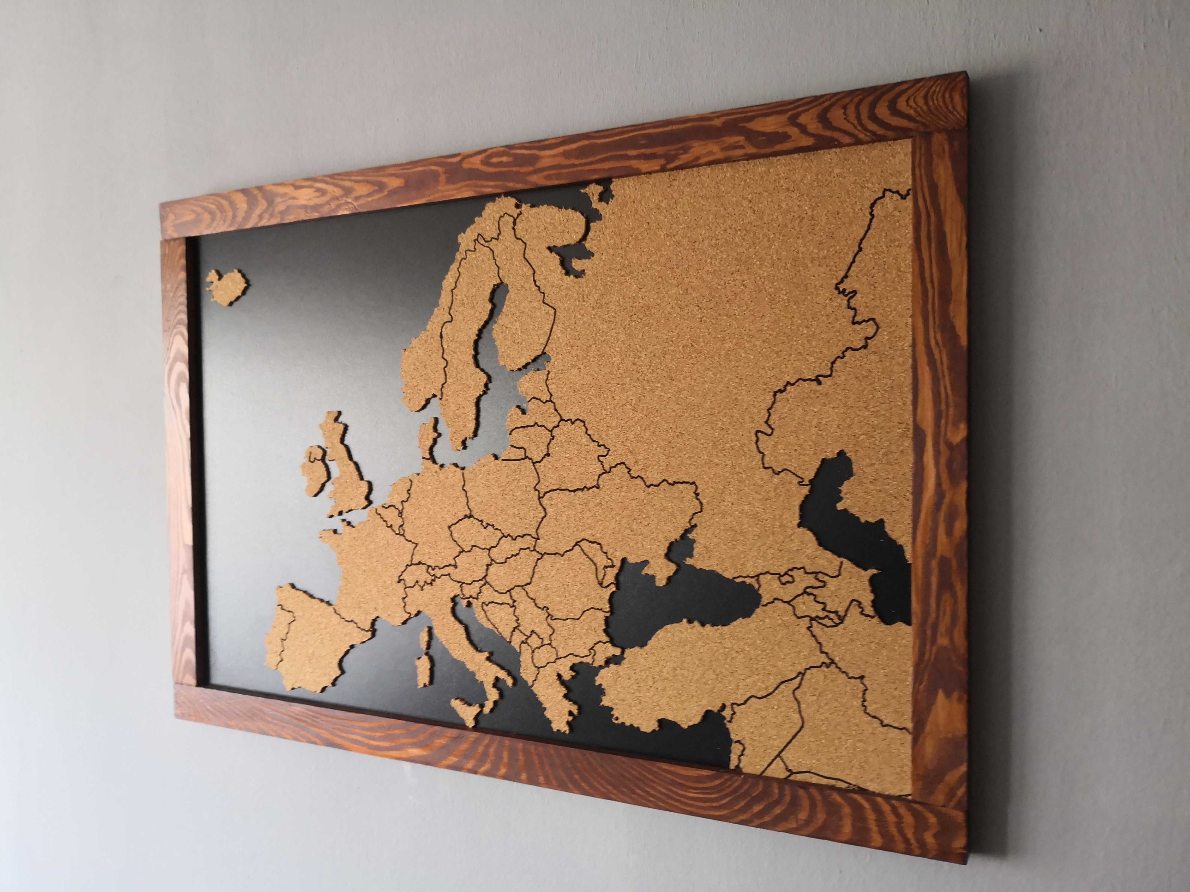 Mapa korkowa Europy 70x50cm cm. Doskonały prezent!