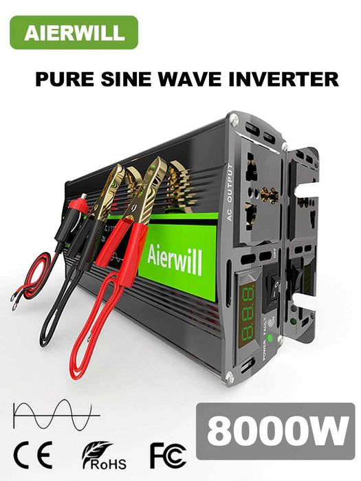 Інвертор 12В-220В 1000Вт чиста синусоїда