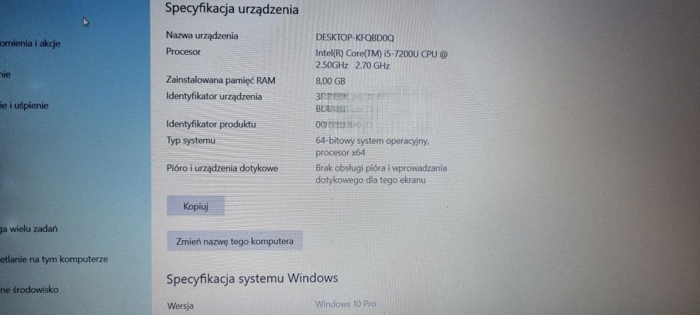 Laptop Dell Vostro i5 7200 dysk SSD 240GB