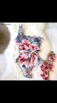 Strój kąpielowy jednoczęściowy bikini kwiaty nowy S