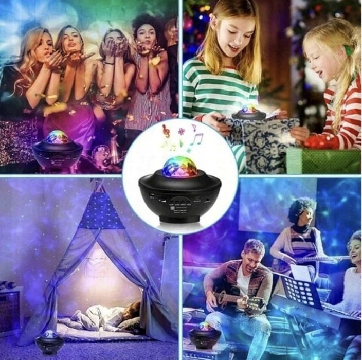 Gwiezdny Projektor Rzutnik Nieba Lampka Nocna Led Głośnik Bluetooth