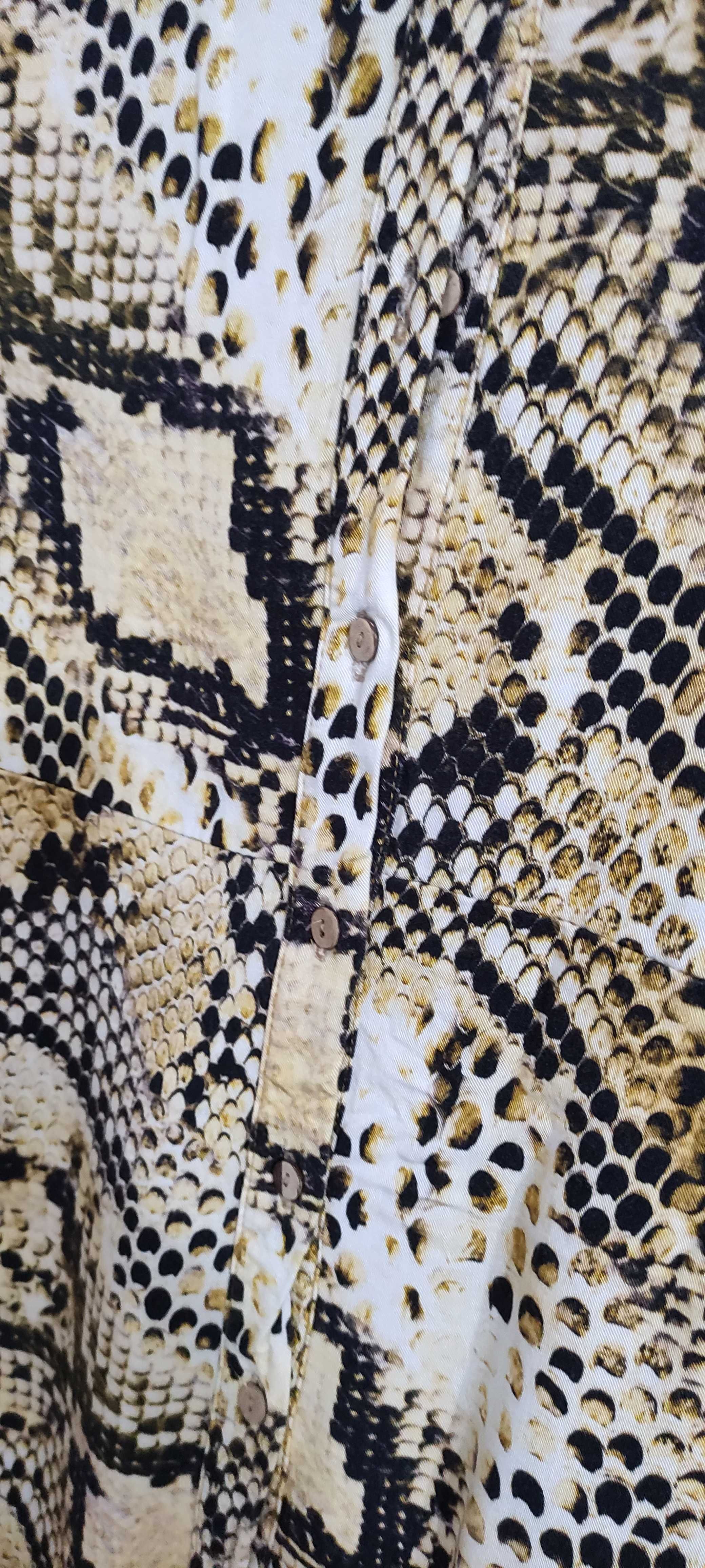 Sukienka wężowa wzór beżowa biała czarna guziczki Włochy premium
