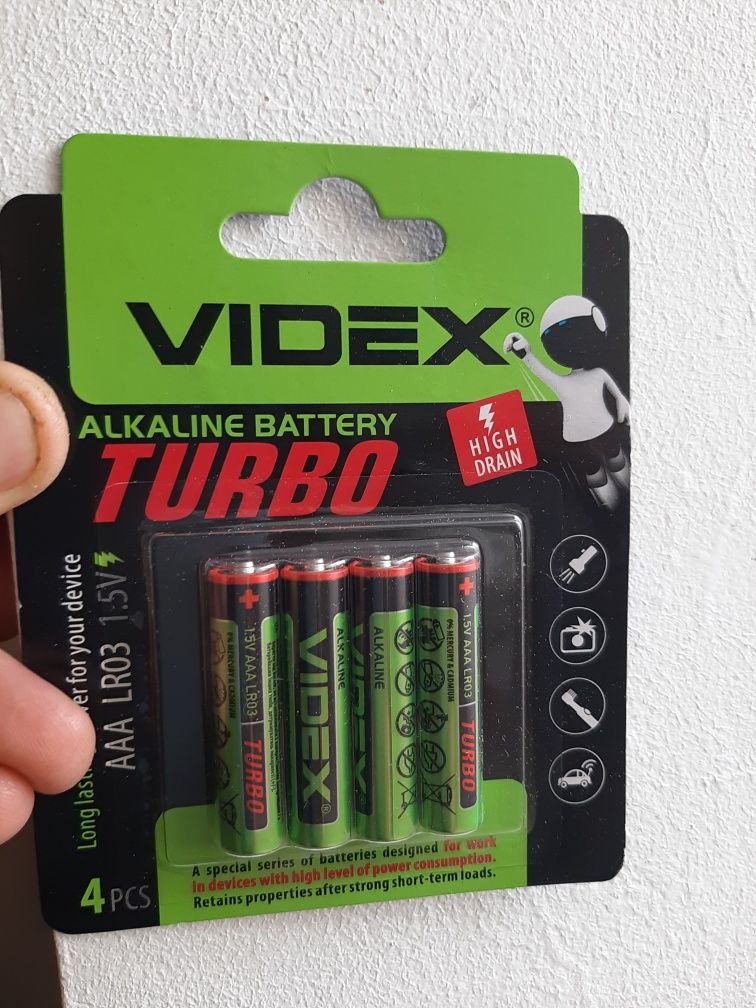 AAA 4 Videx  alkaline turbo 8 пачок по 4шт +2пачки panasonic AAA+Phili