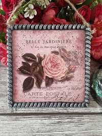 Obrazek shabby chic kwiaty róże Prowansja decoupage