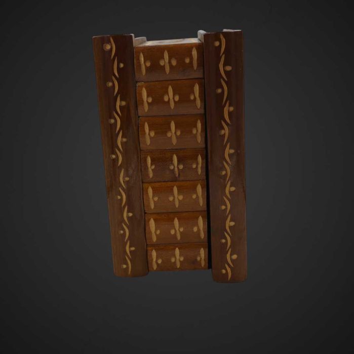 Drewniana szkatułka – zdobiona, ręcznie robiona, styl retro b51/083075