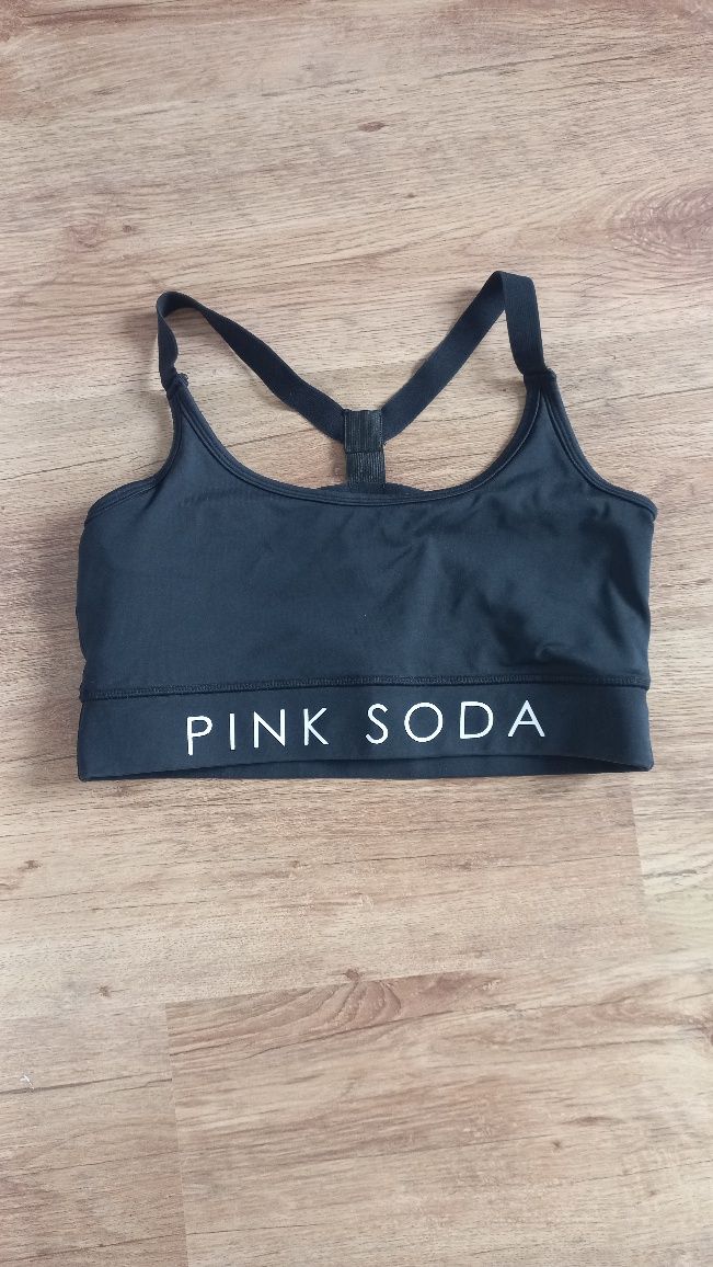 Czarny top damski Pink Soda rozmiar M 38 logowany top na siłownię