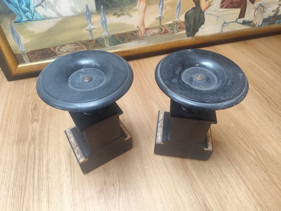 Świeczniki Marmur Czarny Stylowa Ozdoba