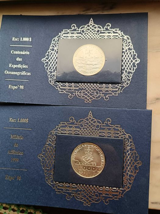 2 moedas 1000 escudos prata