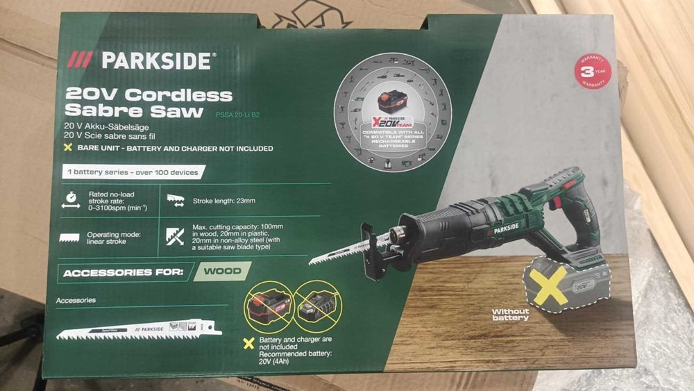 NOWA GWARANCJA FV Piła szablasta lisica Parkside akumulatorowa 20V