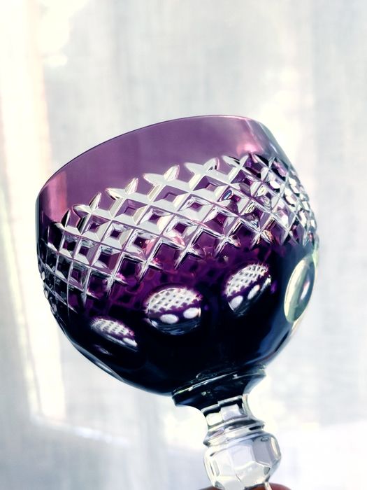 Kieliszek kryształowy do wina remery kolorowe  kieliszki prl retro