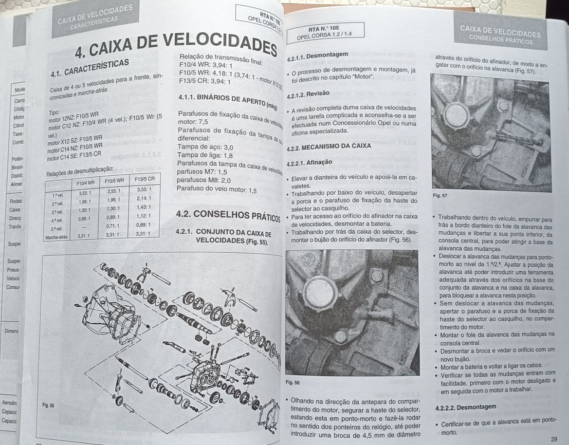 Manual mecânico de oficina para Opel Corsa B 1.2/1.4. Estado Novo