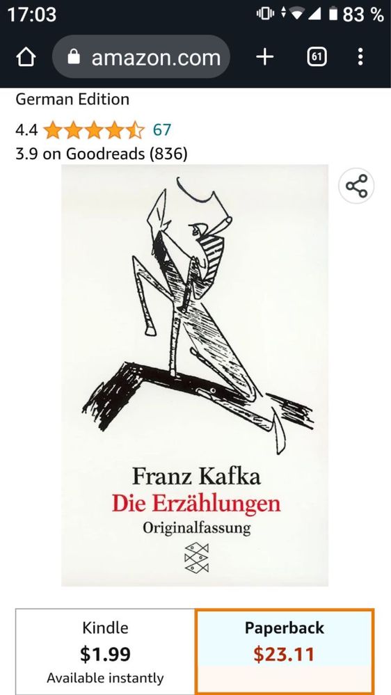 продам книгу Франца Кафки «Die erzählungen",