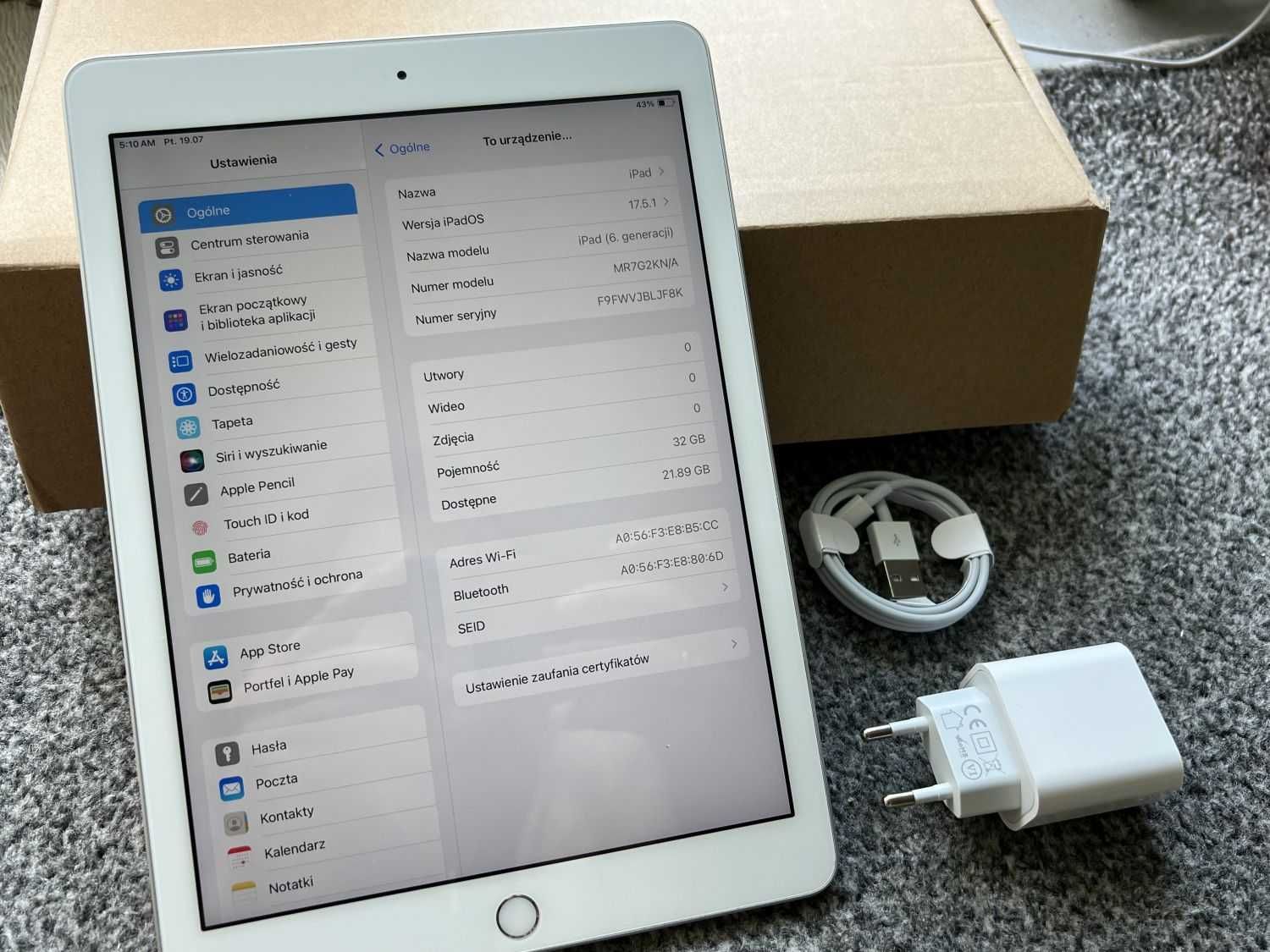 Tablet Apple iPad 6 Gen 9.7" 32GB WIFI SILVER WHITE BIAŁY Pencil Fv