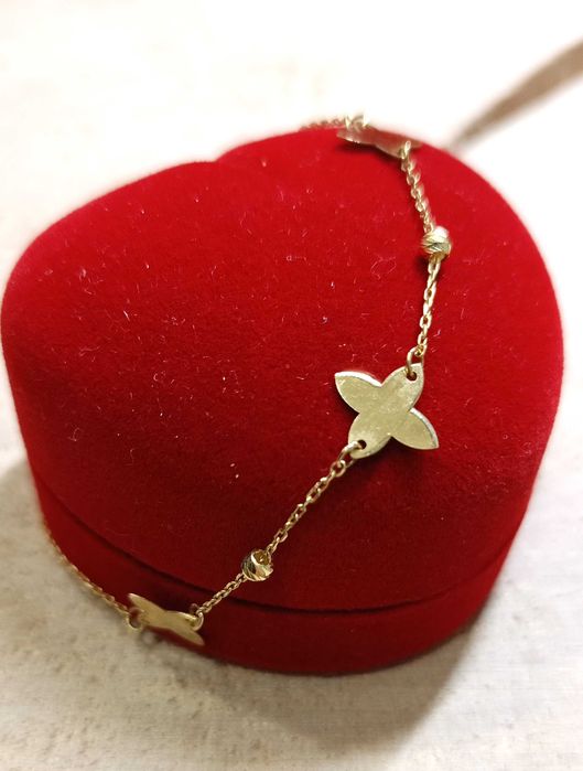 Złota bransoletka p.585/1,00g celebrytka z koniczynką