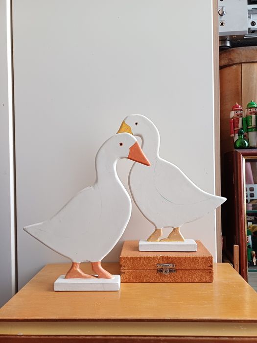 Gęsi drewniane dekoracje gęś gąska cottage core boho scandi vintage