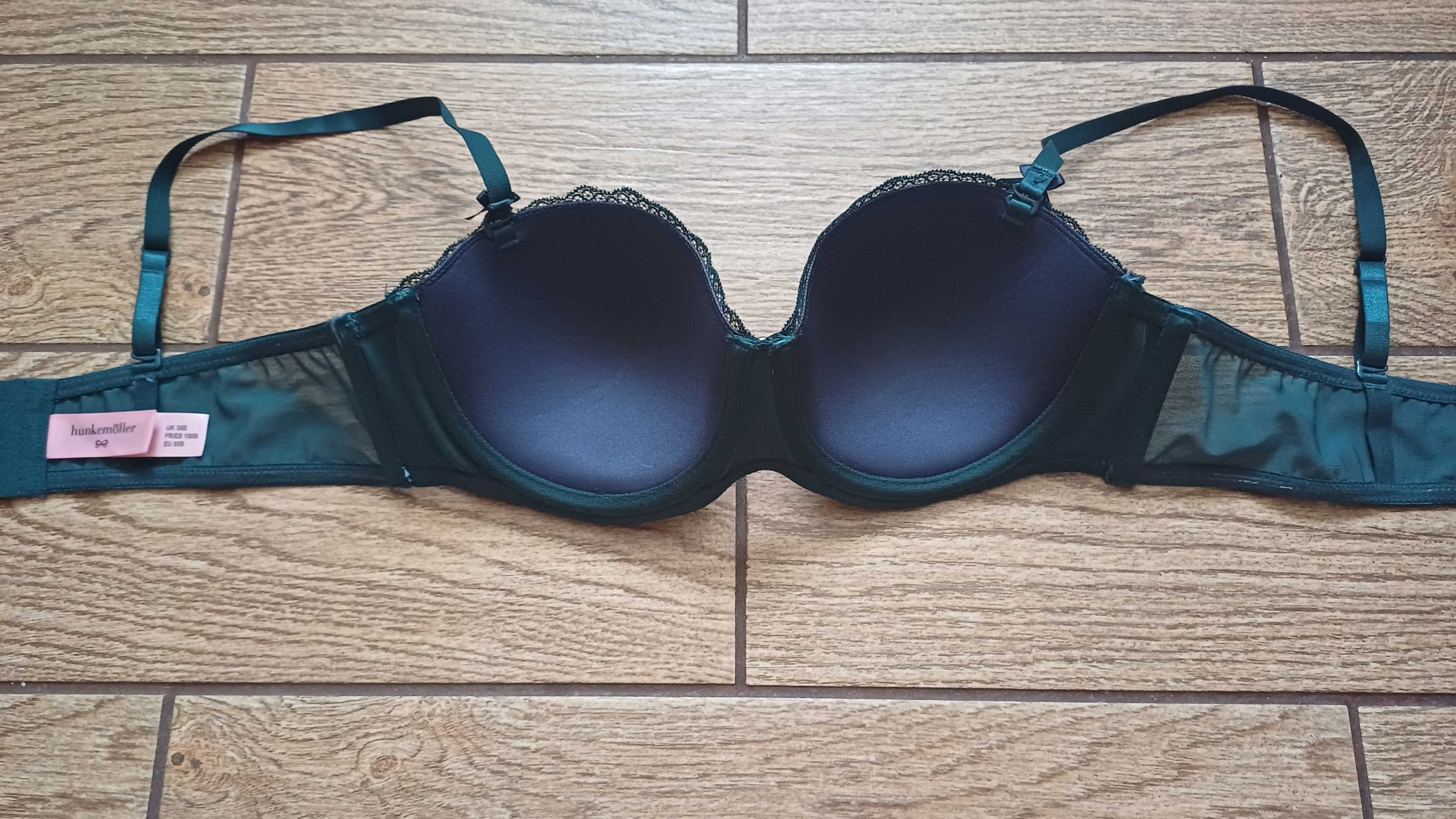 Nowy elegancki biustonosz HUNKEMÖLLER r. 85 B# butelkowa zieleń