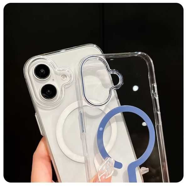 Etui iPhone 16, Case, ładowanie bezprzewodowe MagSafe, wzór granatowy