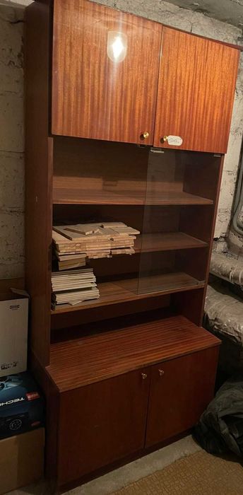Drewniana szafka / szafa / witryna / biblioteczka PRL peerel