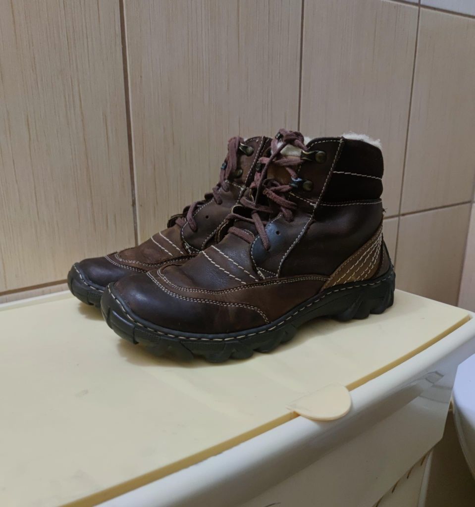 Buty trzewiki 39 męskie skórzane skóra ze skóry sznurowane wysokie na
