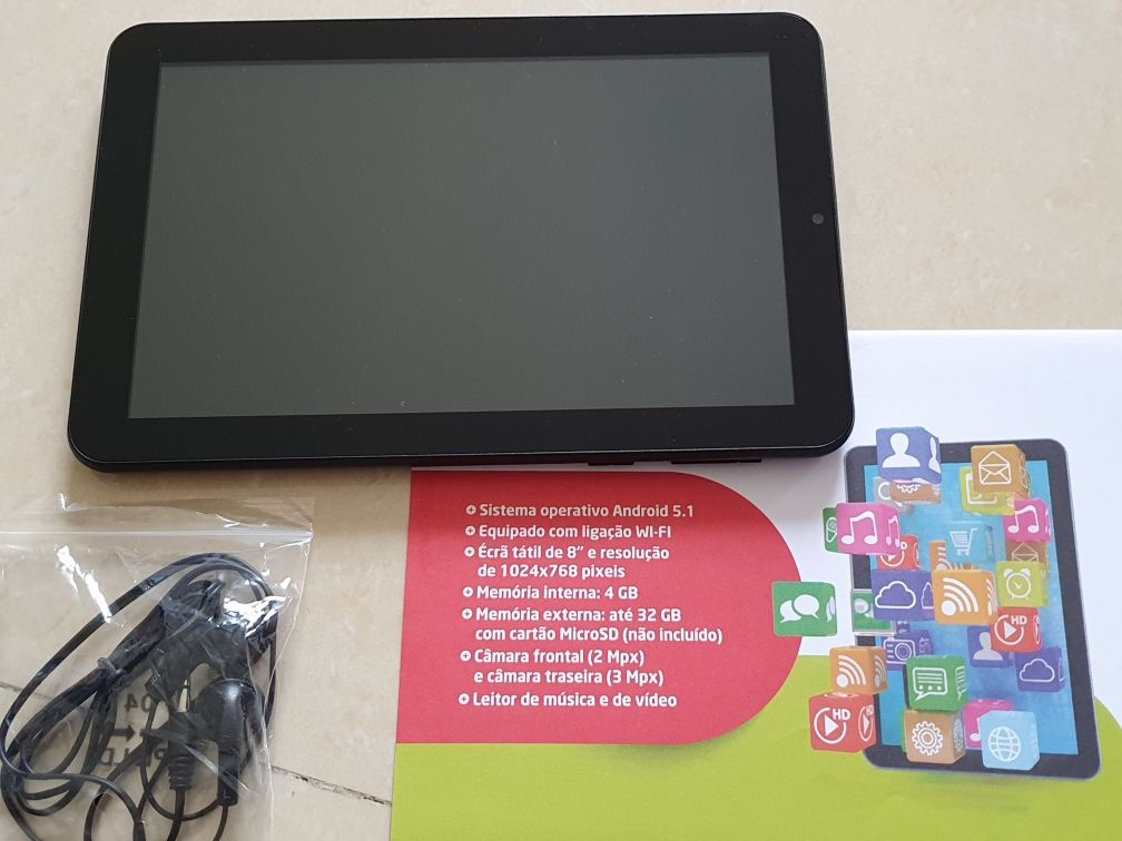 Tablet 8" com 4GB memória