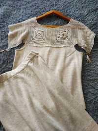 Оригінальний трикотажний костюм (спідниця+блуза)