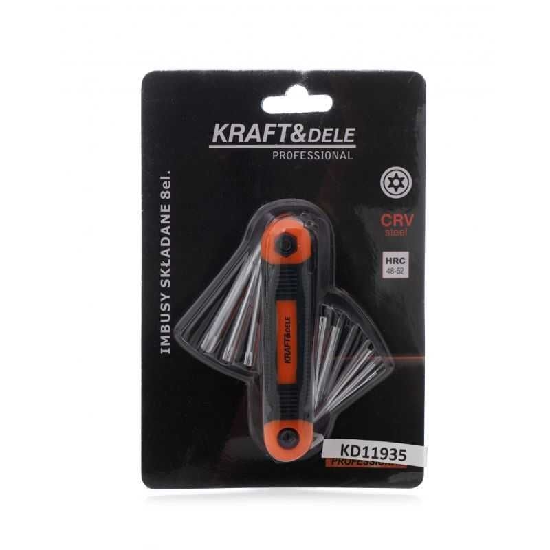 KLUCZE IMBUSOWE ampulowe TORX HEX długie 8 SZT CRV składane KD11935