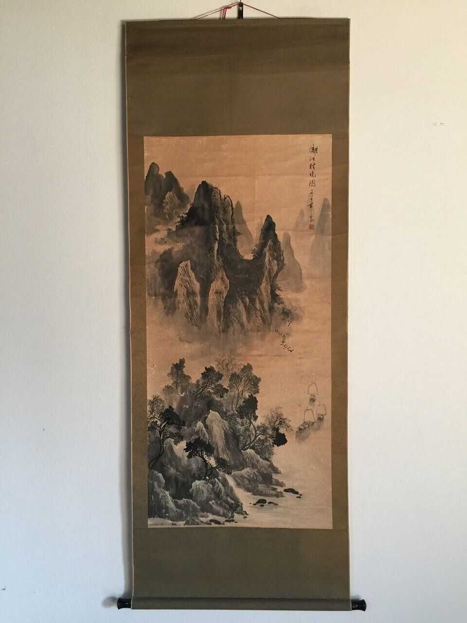 Stary zwój japoński KAKEMONO Kakejiku katana obraz miecz Japonia XXw.