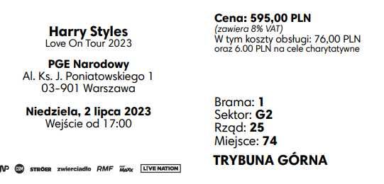 BILET Harry Styles Warszawa