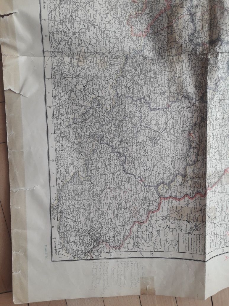 Stara mapa XIX-XXw Brandenburgia Szląsk i W  Ks Poznańskie oryginal
