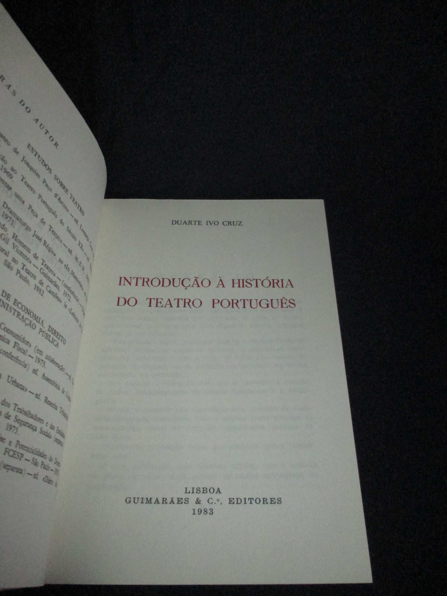 Livro Introdução à História do Teatro Português Duarte Ivo Cruz