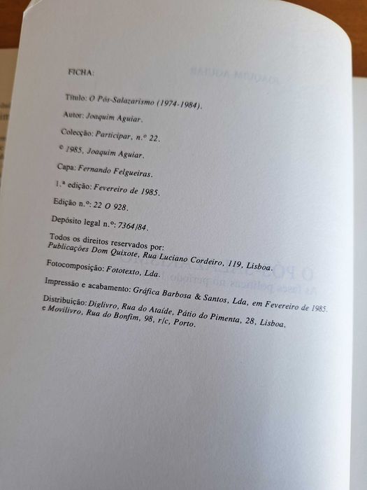 O pós-Salazarismo, 1974 a 1984 - Joaquim Aguiar